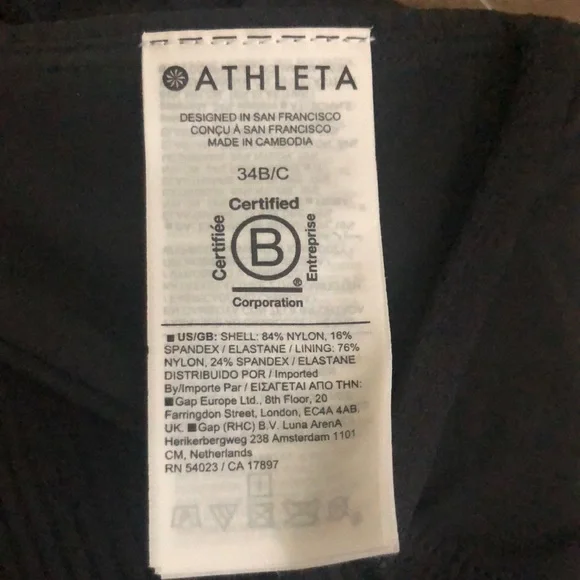 Athleta Power of She Black ribbed bikini top 34 B/C NWT $75 - Picture 4 of 7